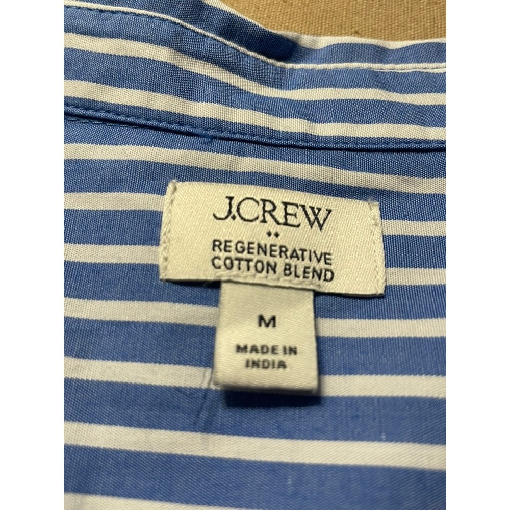 J. Crew Factory Striped Short Sleeve Poplin Popover Top Sz M Sustainable Cotton - Picture 5 of 7